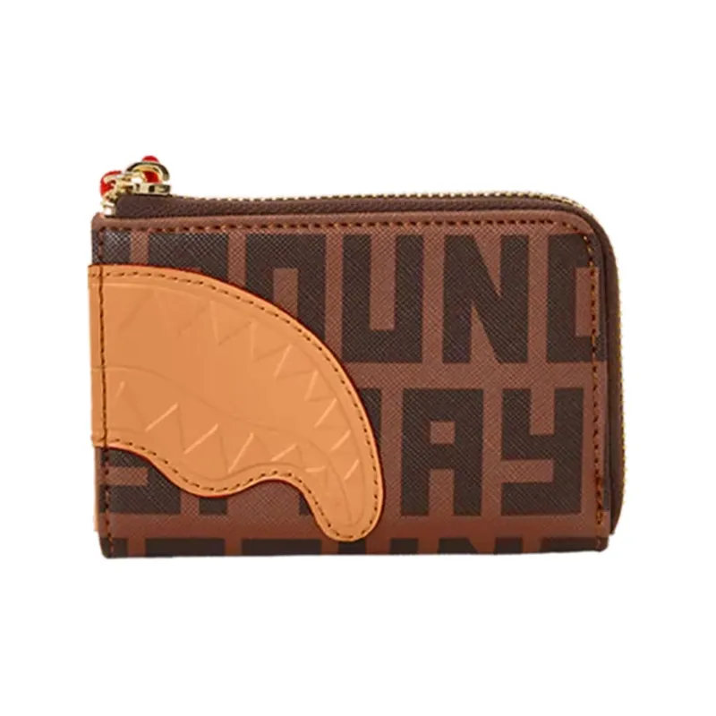 SPRAYGROUND PVC Card Holder, Purse, Coin Purse, Wallet Small Size Unisex Brown-1