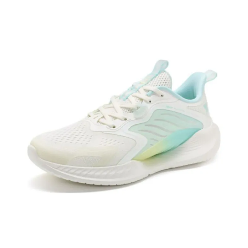 XTEP Chi Feng 6.0 Cushioning Anti Slip And Wear Resistant Low Top Running Shoes Women's White Green-1