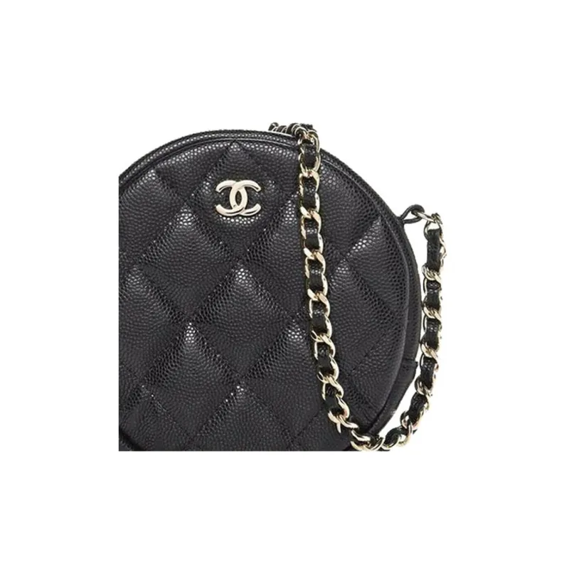 CHANEL 19Bag Litchi Grain Cow Leather Round Bag, Shoulder Bag, Crossbody Bag Women's Black-3