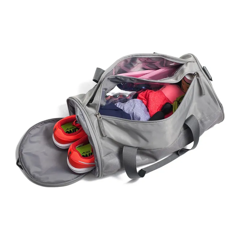 LOVERPUSS Nylon Gym Bag Yoga Bag Swim Bag Handbag Crossbody Bag Regular Unisex Black/Gray-4