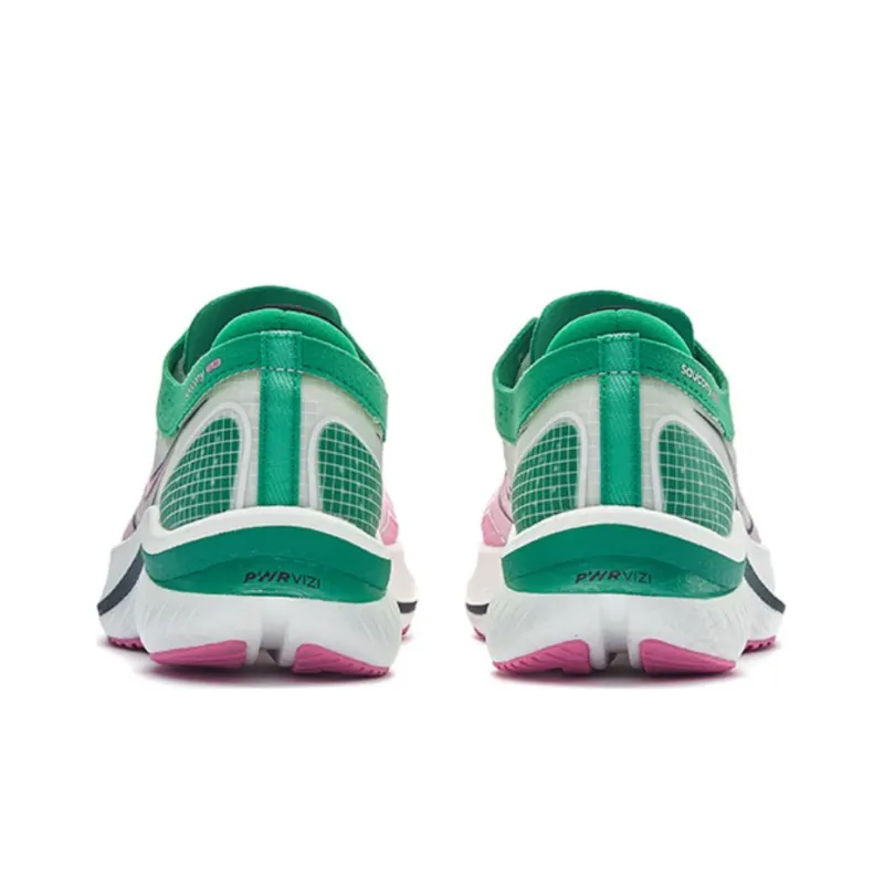 Saucony Saly Cushioning Anti Slip And Wear Resistant Low Top Carbon Plate Running Shoes Unisex White Pink Green-3