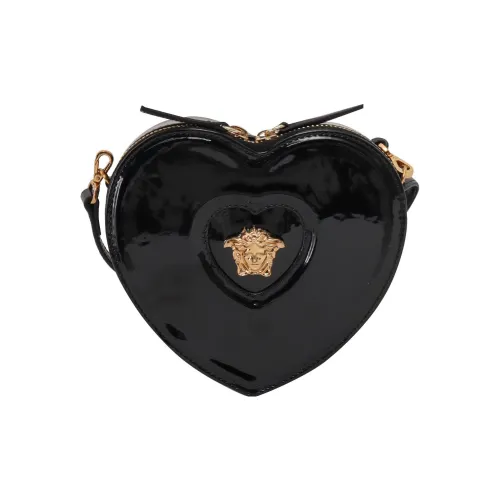 VERSACE La Medusa Patent Leather Calfskin Shoulder Bag Crossbody Bag Regular Kids' Black