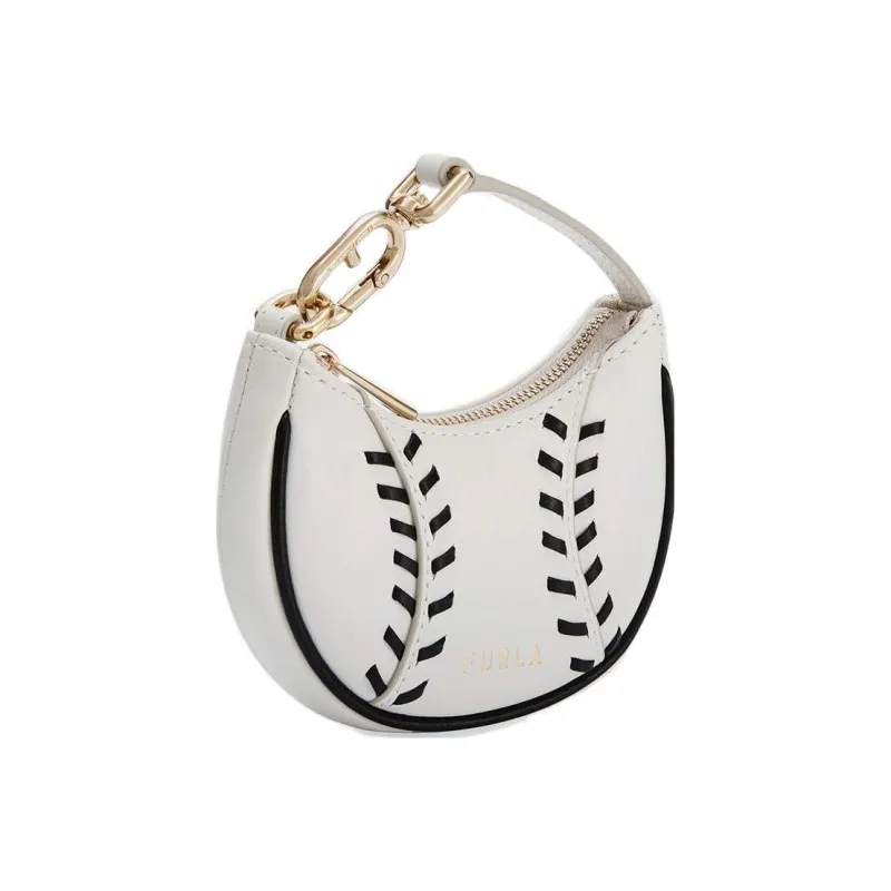 Furla Primavera Calfskin Handheld Handbag Mini Women's White & Black-1