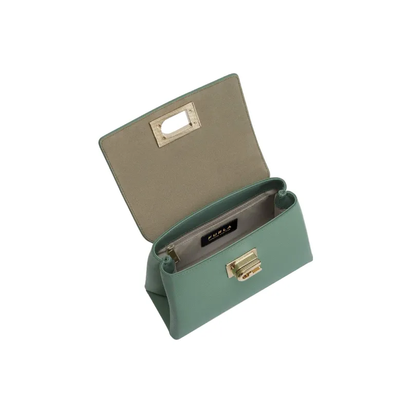 Furla 1927 Collection Textured Leather Shoulder Bag, Crossbody Bag, Handbag Mini Women's Pea Green-3
