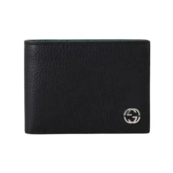 GUCCI Interlocked Gg Bifold Wallet 6 Card Slot Black/Green