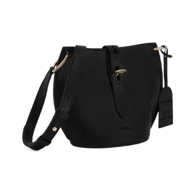 Furla Net Collection Nature Calfskin Bucket Bags Shoulder Bag Crossbody Bag Mini Women's Black-1