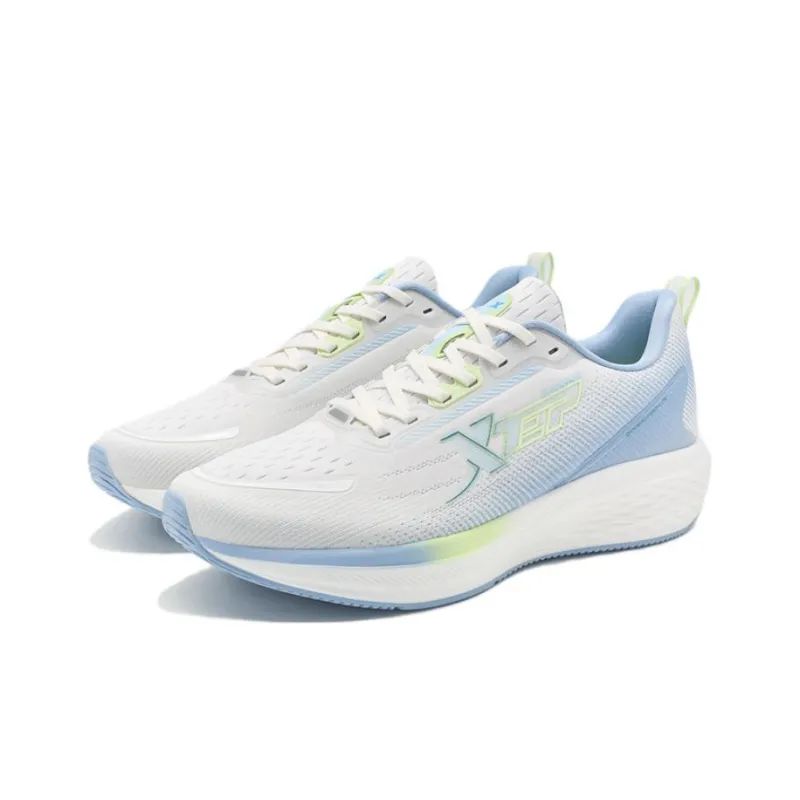 XTEP Star Speed Cushioned Slip Resistant Abrasion Resistant Low Top Sprint Running Shoes Men's White Blue Green-2
