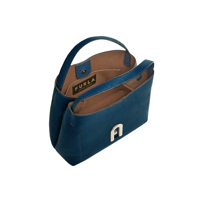 Furla Primula Textured Calfskin Bucket Bags Shoulder Bag Crossbody Bag Handbag Small Size Women's Marine Blue-3