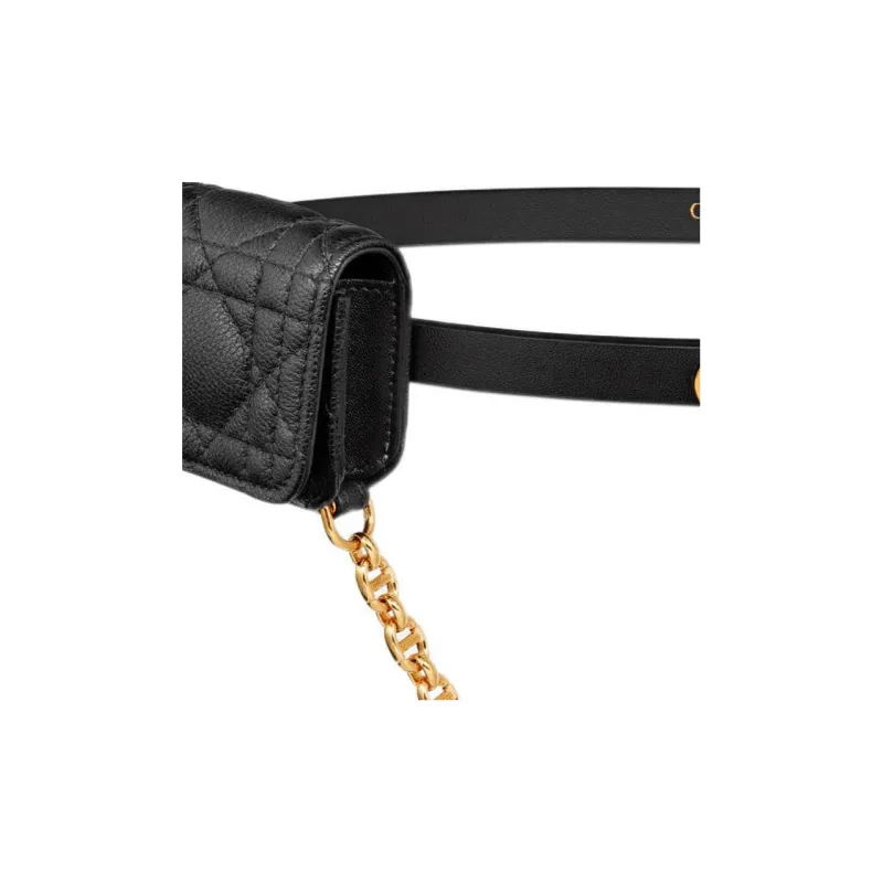 DIOR Caro Cow Leather Belt Fanny Pack Women's Black-5
