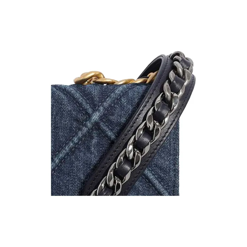 CHANEL 19Bag Denim Shoulder Bag, Crossbody Bag Women's Blue-3