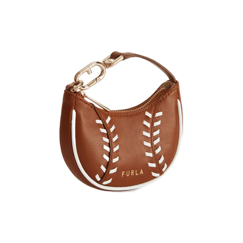 Furla Primavera Calfskin Patchwork With Woven Leather Clutches Handbags Mini Women's Brown & White-1