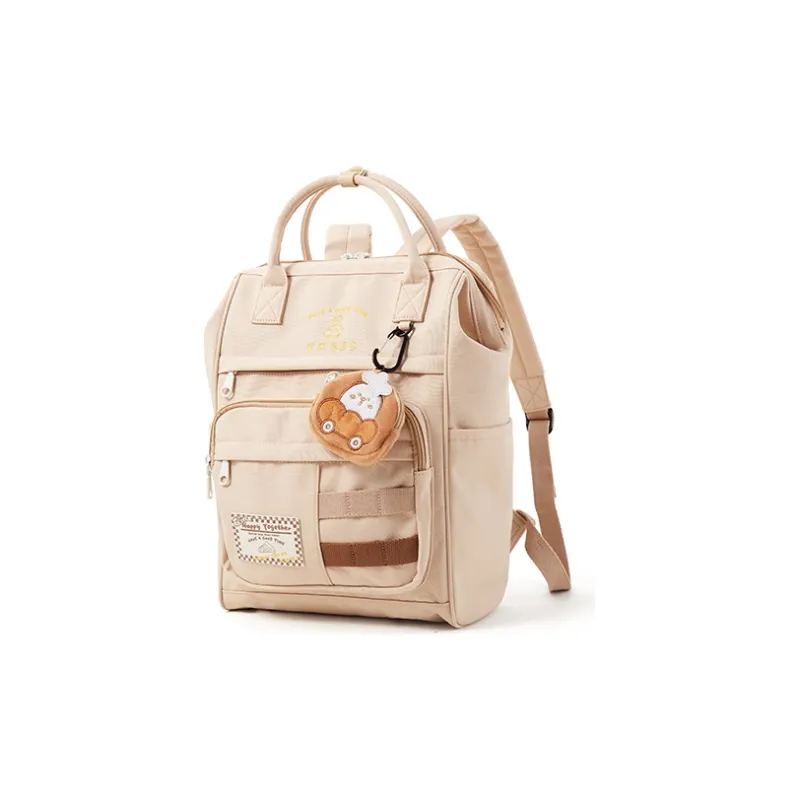 Sound For Life Nylon Fabric Backpack Large Size Women's Khaki/Blue-1