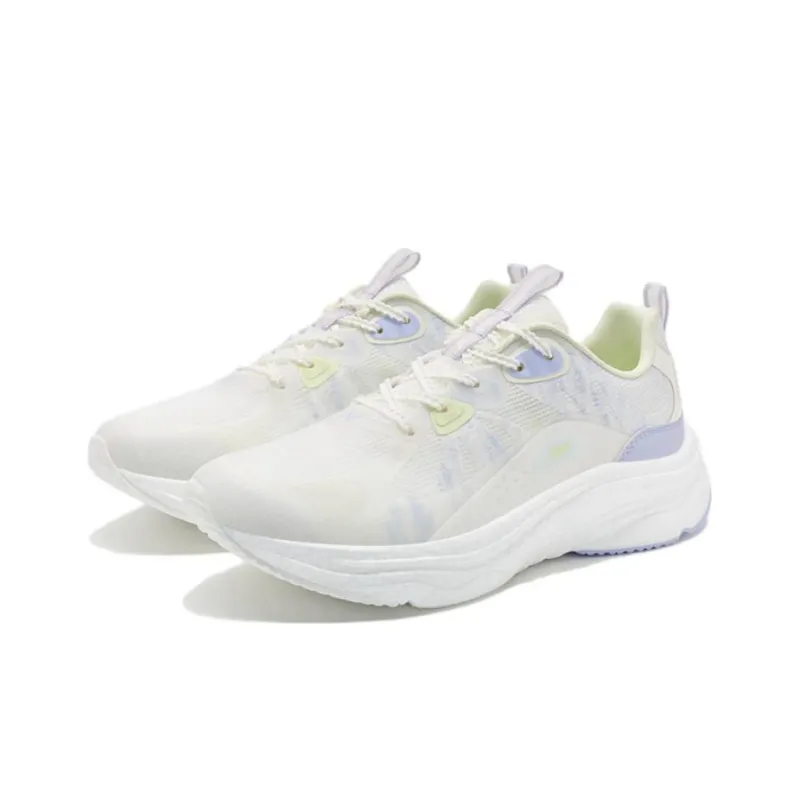 XTEP Cushioned Slip Resistant Abrasion Resistant Low Top Casual Running Shoes Women's White Cyan Purple-2