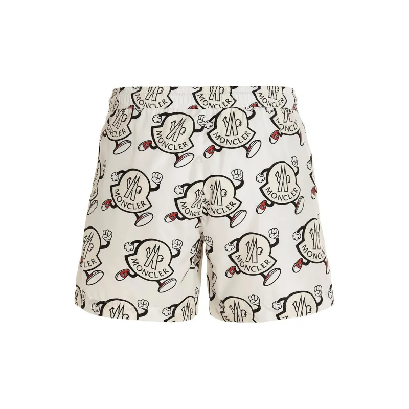 Moncler Logo Print Swim Trunks-1