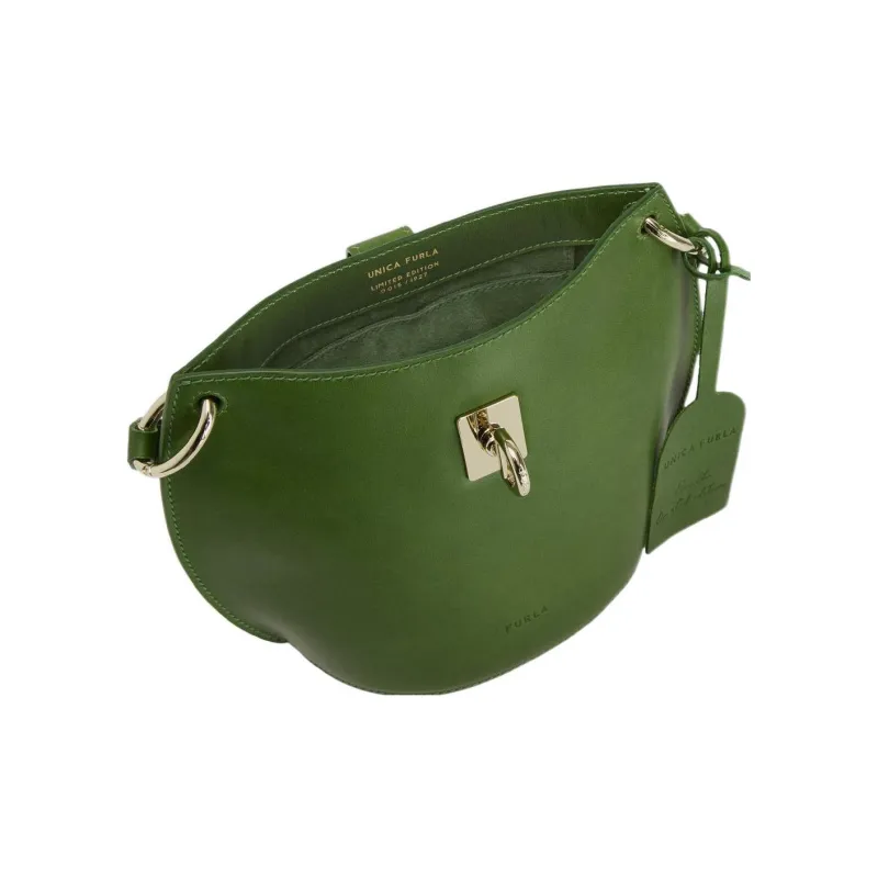 Furla Net Collection Cow Leather Bucket Bag, Shoulder Bag, Crossbody Bag Mini Women's Leaf Green-3