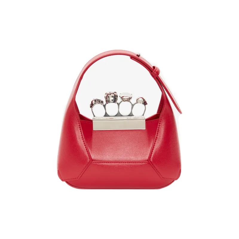 Alexander McQueen Cow Leather Hobo Bag, Shoulder Bag, Crossbody Handbag Mini Women's Red-2