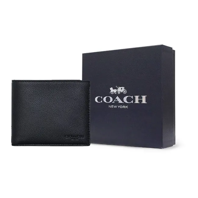 COACH 3 IN 1 Wallet Cow Leather Wallet Men's Black-5