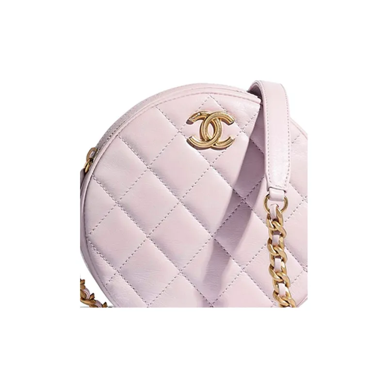 CHANEL Polished Lambskin And Gold Metal Round Small Handbag Women's Light Purple-4