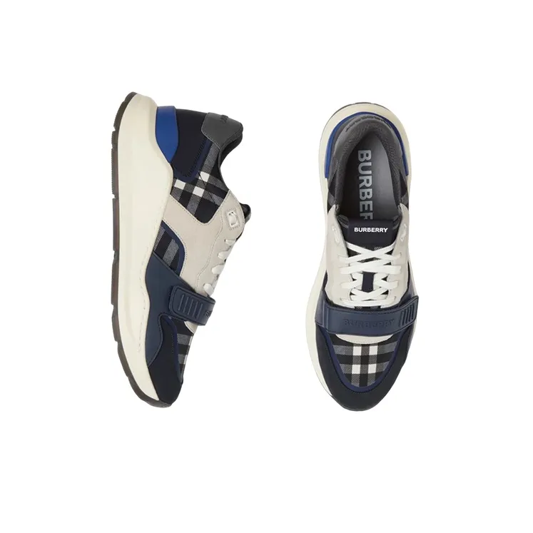 Burberry Check Sneakers 'Dark Charcoal Blue'-4