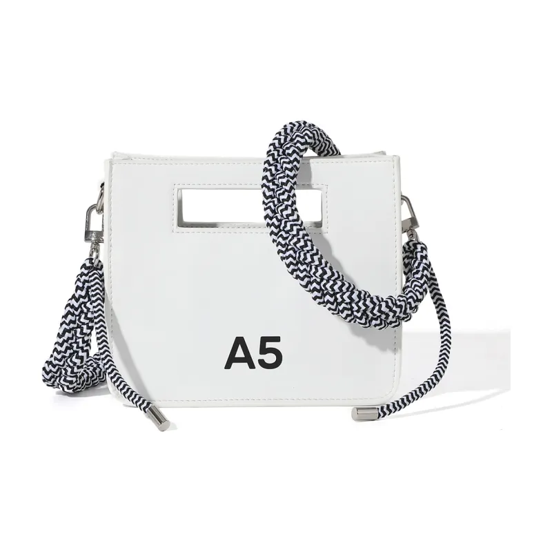 MASTER CANVAS Leather Combo Bag Handbag Shoulder Bag Crossbody Bag Unisex Black/White-6