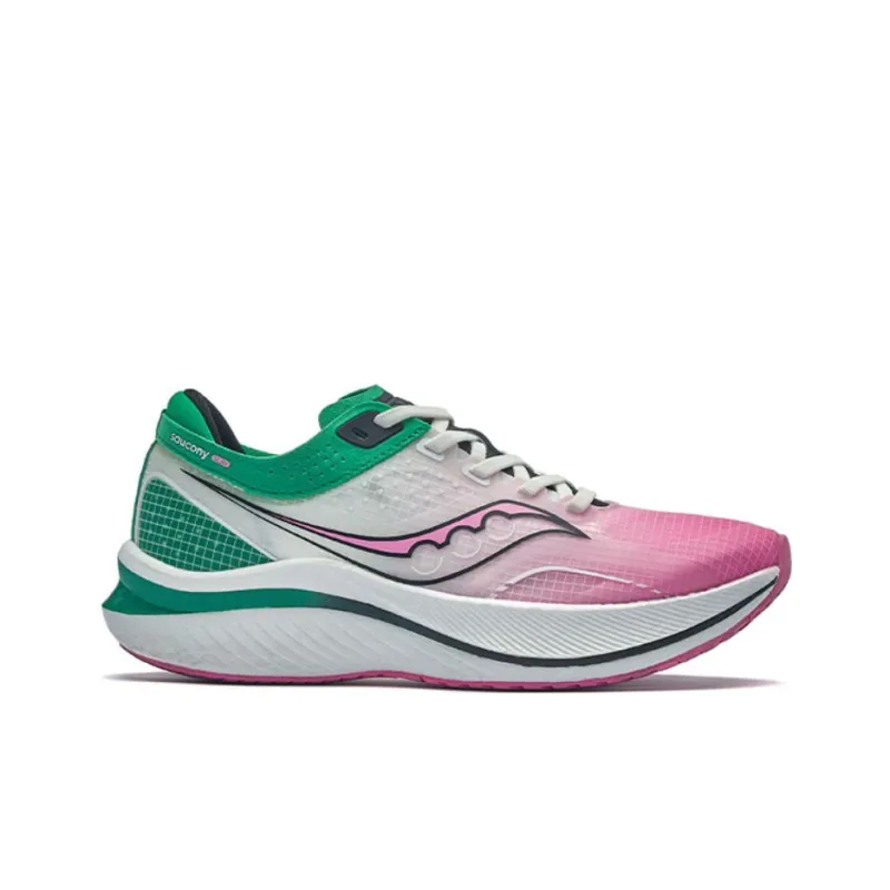 Saucony Saly Cushioning Anti Slip And Wear Resistant Low Top Carbon Plate Running Shoes Unisex White Pink Green-1
