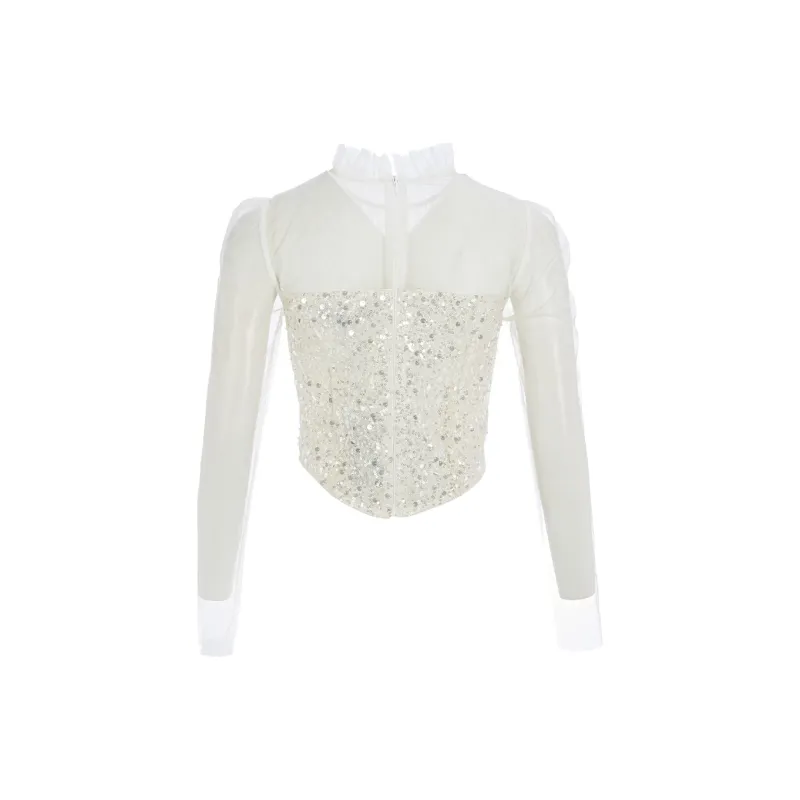 Marie Elie Crop Tops Women's Beige-1