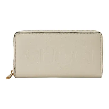 GUCCI Leather Wallet Women's Cream White