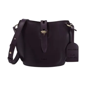 Furla Net Collection Leather Bucket Bags Shoulder Bag Crossbody Bag Mini Women's Dark Purple