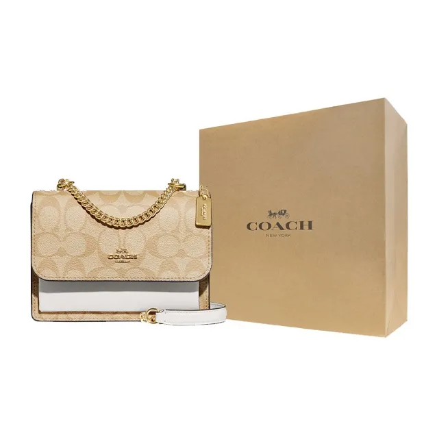 COACH Klare Cow Leather Artificial Leather Chain Bag Shoulder Bag Crossbody Bag Mini Women's Light Khaki & Chalk White-0