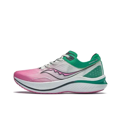 Saucony Saly Cushioning Anti Slip And Wear Resistant Low Top Carbon Plate Running Shoes Unisex White Pink Green