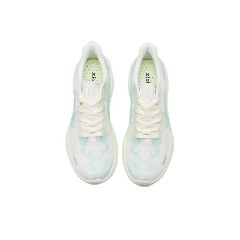XTEP Light Wing Cushioned Slip Resistant Abrasion Resistant Low Top Running Shoes Women's White Blue Green-2