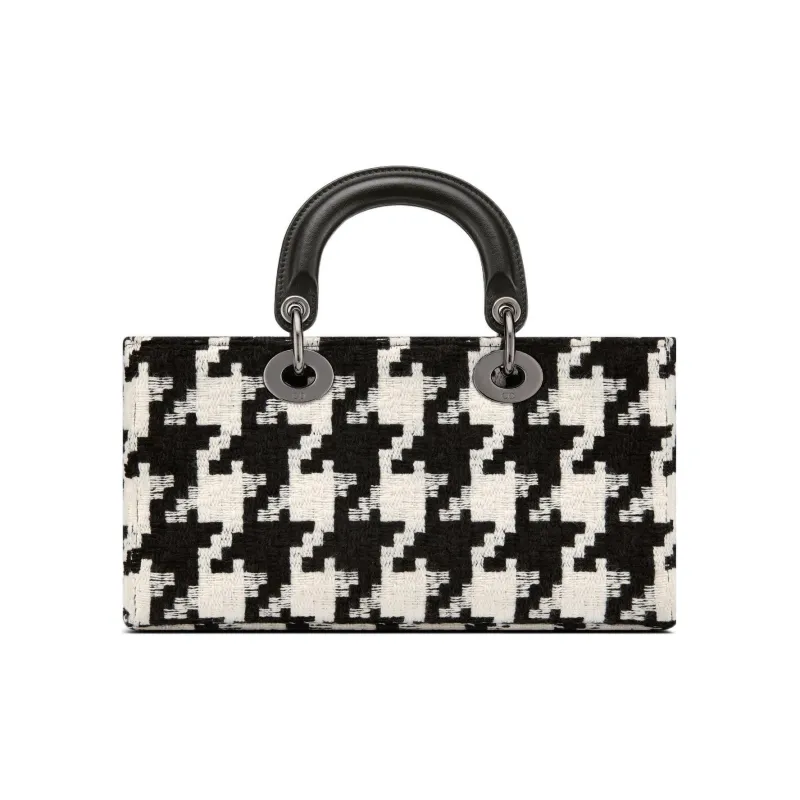 DIOR Lady D-JOY Canvas With Leather Daisie Bag Shoulder Bag Crossbody Bag Handbag Medium Size Women's Black/White-2