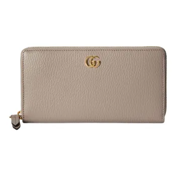 GUCCI Marmont Leather Wallet Women's Beige