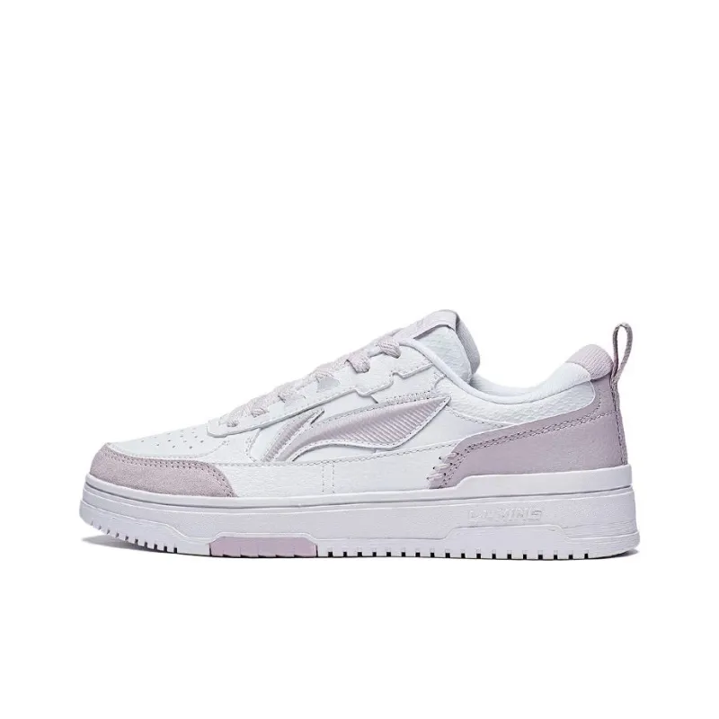 LiNing Tianji 2.0 Abrasion Resistant Breathable Low Top Skateboard Shoes Women's White Purple-0