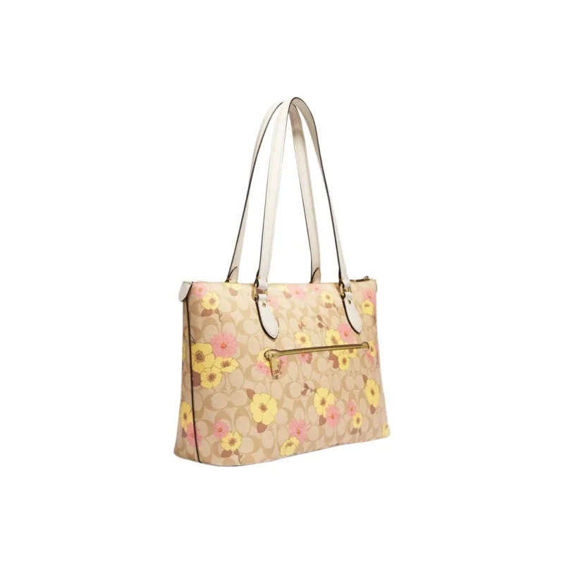 COACH Gallery Patchwork Cow Leather Tote Bag Shopping Bag Shoulder Bag Handbag Large Size Women's Khaki-1