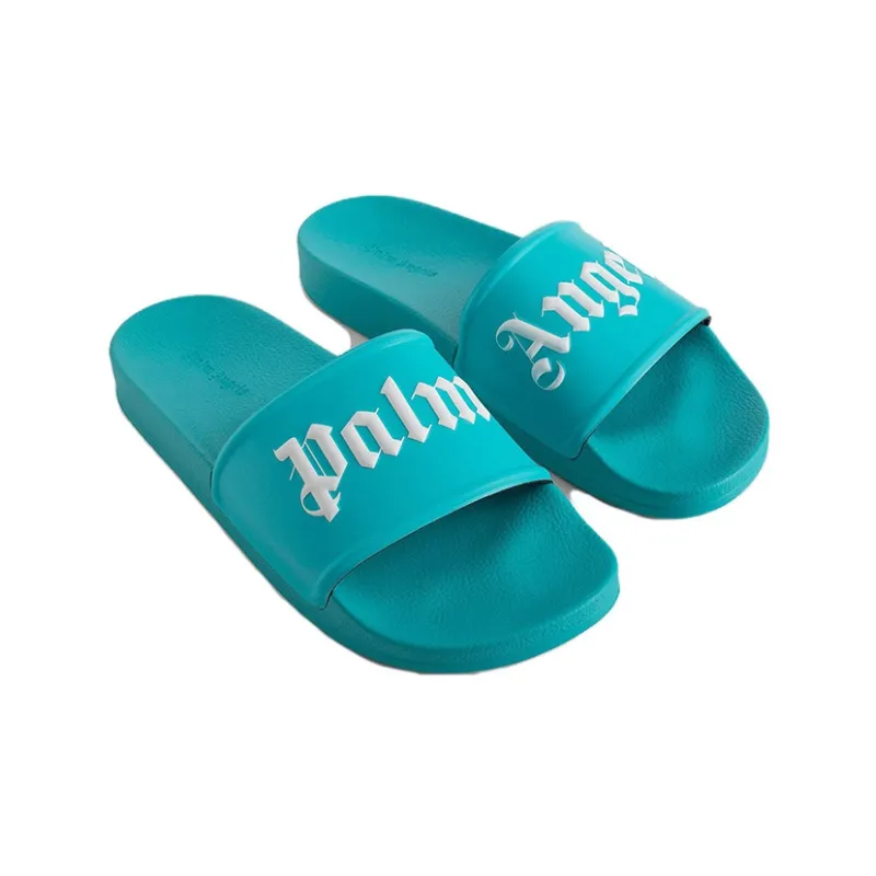 PALM ANGELS Logo Pool Slides Light Blue-3