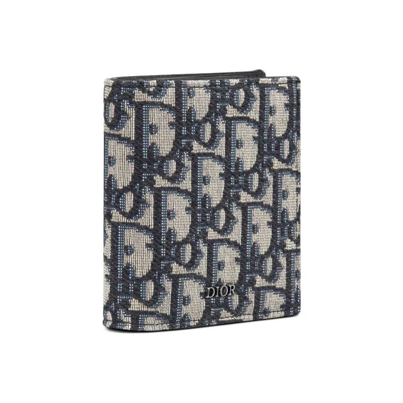 DIOR Jacquard Fabric Wallet Men's Beige/Black-1