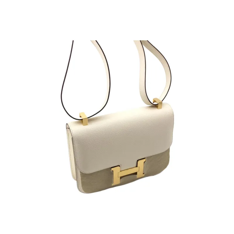 HERMES Constance Epsom Leather Shoulder Bag Crossbody Bag Regular Women's 10 Craie Milkshake White-1