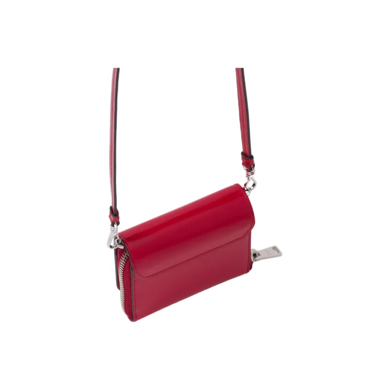 PRADA Shiny Leather Card Holder Women's Red-1