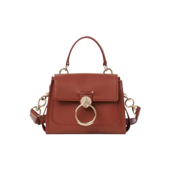 Chloe Tess Calfskin Shoulder Bag, Crossbody Bag, Handbag Mini Women's Red Brown