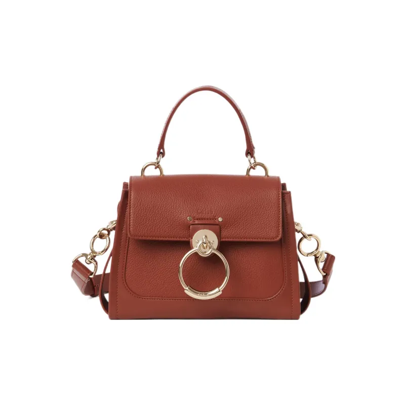 Chloe Tess Calfskin Shoulder Bag, Crossbody Bag, Handbag Mini Women's Red Brown-0