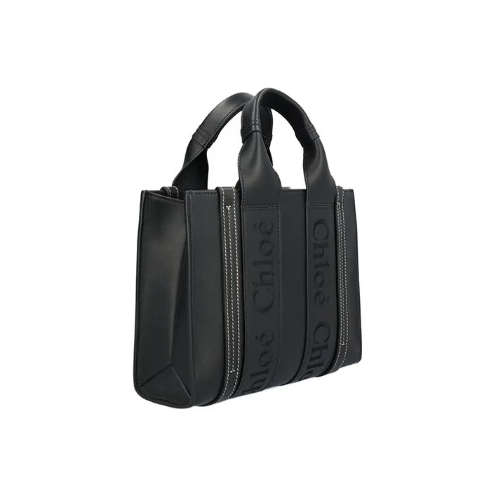 Chloe Woody Calfskin Shoulder Bag, Crossbody Bag, Handbag Trumpets Women's Black-1
