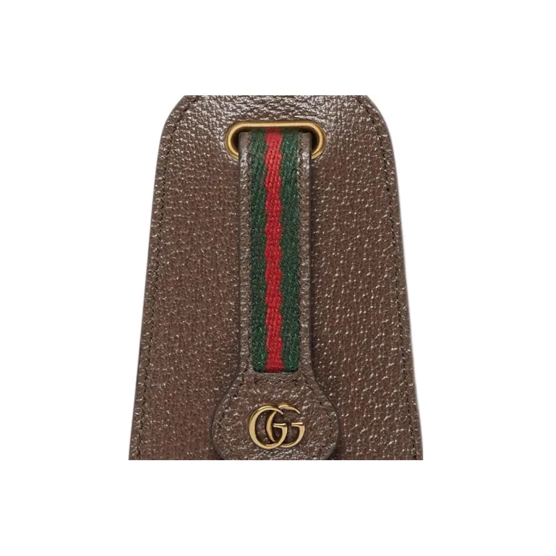 GUCCI Leather Key Pouch Small Size Women's Brown-3