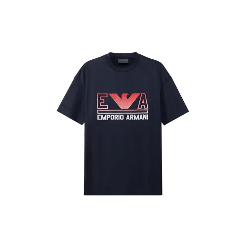 EMPORIO ARMANI T-Shirts Men Marine Blue, Orange, Red