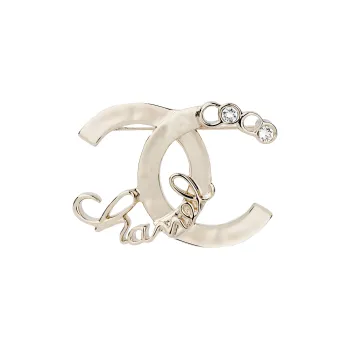 CHANEL 2000s Cc Crystal embellished Brooch
