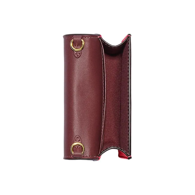COACH Cow Leather Shoulder Bag, Crossbody Bag, Wallet Mini Women's Brown & Red-2