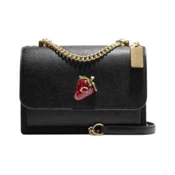COACH Klare Canvas With Leather Chain Bag Shoulder Bag Crossbody Bag Medium Size Women's Black