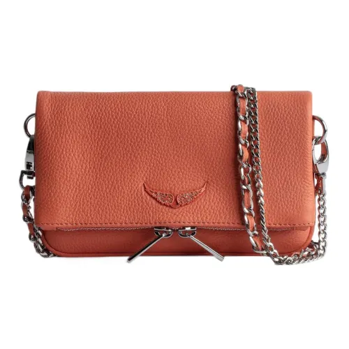 Zadig & Voltaire Calfskin Portable One Shoulder Crossbody Clutches Mini Women's Orange