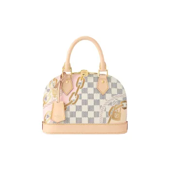 LOUIS VUITTON Alma Coated Canvas With Leather Dome Bag, Crossbody Bag, Handbag Regular Women's White
