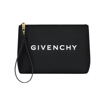 GIVENCHY 4G Washable Cotton Canvas Canvas Bag Clutches Large Size Women's Black